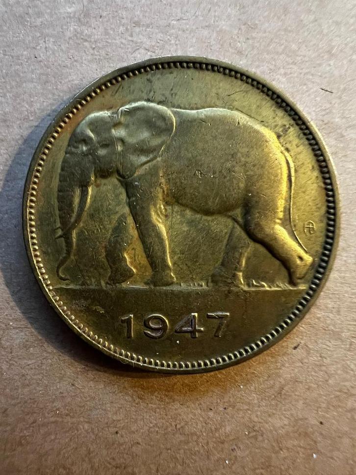 Belgisch Congo 5 frank 1947, Postzegels en Munten, Munten | België, Losse munt, Overig, Ophalen of Verzenden