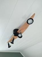 Plafondlamp (metaal + hout) - 4 spots, Maison & Meubles, Lampes | Plafonniers, Enlèvement, Bois