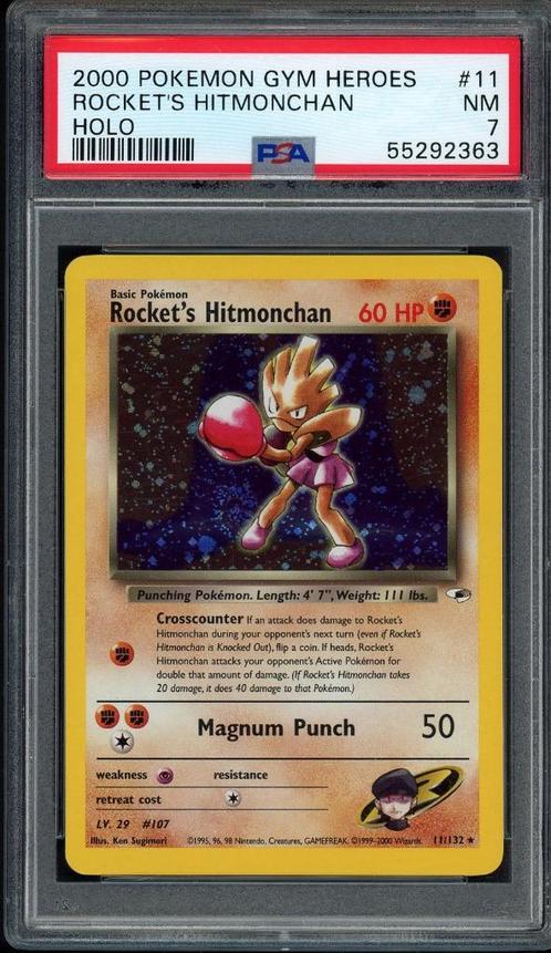 Rocket's Hitmonchan Holo PSA 7 - 11/132 - Gym Heroes 2000, Hobby & Loisirs créatifs, Jeux de cartes à collectionner | Pokémon