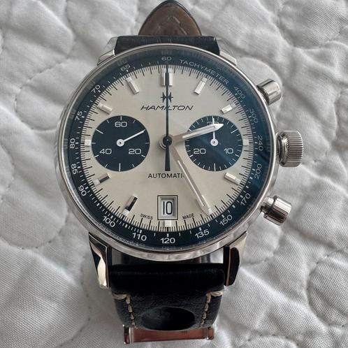 Montre Hamilton - Intra-Matic originale, Boîte et papiers, Handtassen en Accessoires, Horloges | Heren, Zo goed als nieuw, Leer