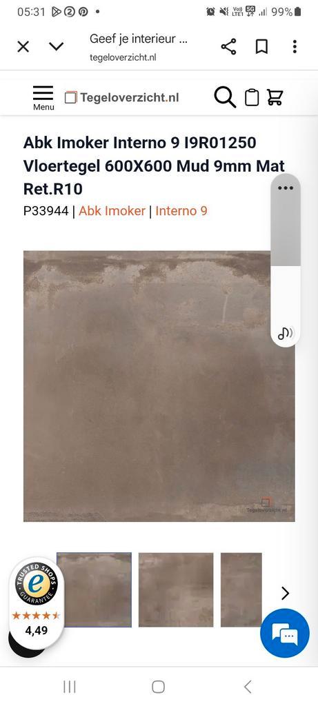 ABK Imoker InternMUD tegels 6060, ca 12m2 evt 20m2, Doe-het-zelf en Bouw, Tegels, Ophalen