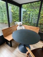 Eiken hoekbank met stalen frame, Huis en Inrichting, Tafels | Eettafels, Ophalen, Zo goed als nieuw, Eikenhout