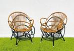 Paar lounge fauteuils van rieten en bamboe ~ Vintage 60s, Ophalen of Verzenden, Gebruikt, Riet of Rotan, Vintage Boho