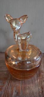 Bocal vintage avec un cerf en verre irisé, Enlèvement ou Envoi