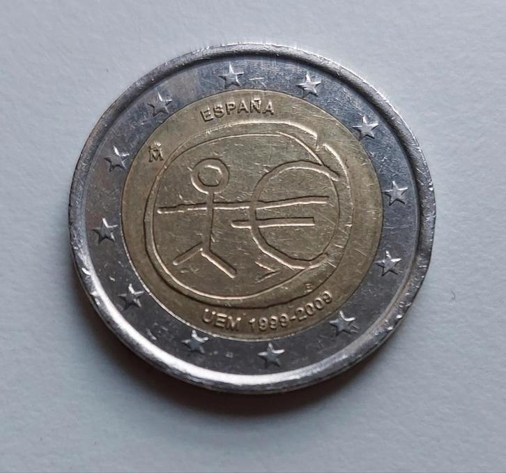 2 euro Spanje 2009 Europese Monetaire Unie EMU 🇪🇸, Postzegels en Munten, Munten | Europa | Euromunten, Losse munt, 2 euro, Spanje