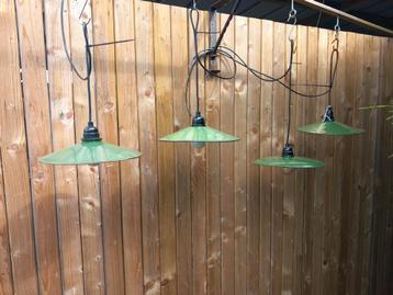 Franse groene geëmailleerde hanglampen 