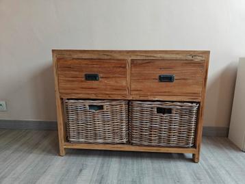 Teak kastje met manden, Enlèvement, Utilisé