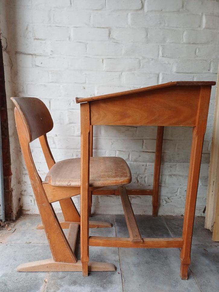 oude lessenaar + stoel, retro vintage design, Huis en Inrichting, Woonaccessoires | Overige, Gebruikt, Ophalen