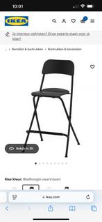 IKEA Barkruk, opklapbaar, bladhoogte zwart/zwart, Huis en Inrichting, Barkrukken, Ophalen, Met voetsteun, Zo goed als nieuw, 90 cm of meer