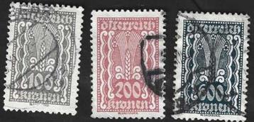 3 Postzegels Oostenrijk 1922 Symbolische voorstellingen beschikbaar voor biedingen