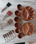 Fondueset in Teak, Electroménager, Fondue, Enlèvement ou Envoi, Utilisé, Service à fondue