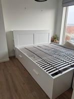 Cadre de lit et tête de lit IKEA BRIMNES, blanc 180 x 200, Enlèvement, Comme neuf, Blanc