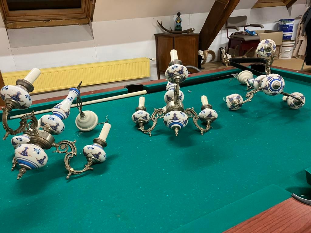 Twee vintage luchters, Huis en Inrichting, Lampen | Kroonluchters, Ophalen, Gebruikt