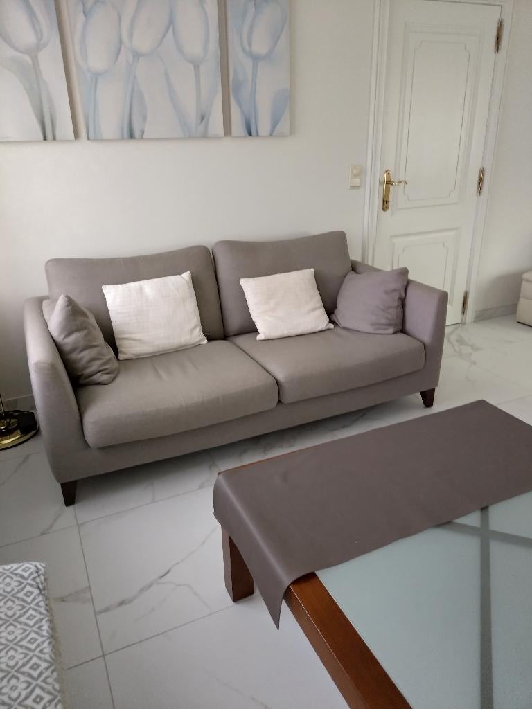 Salon Stof 3-zit en 2-zit, kleur beige- taupe, Ophalen, Gebruikt, Overige maten, 75 tot 100 cm