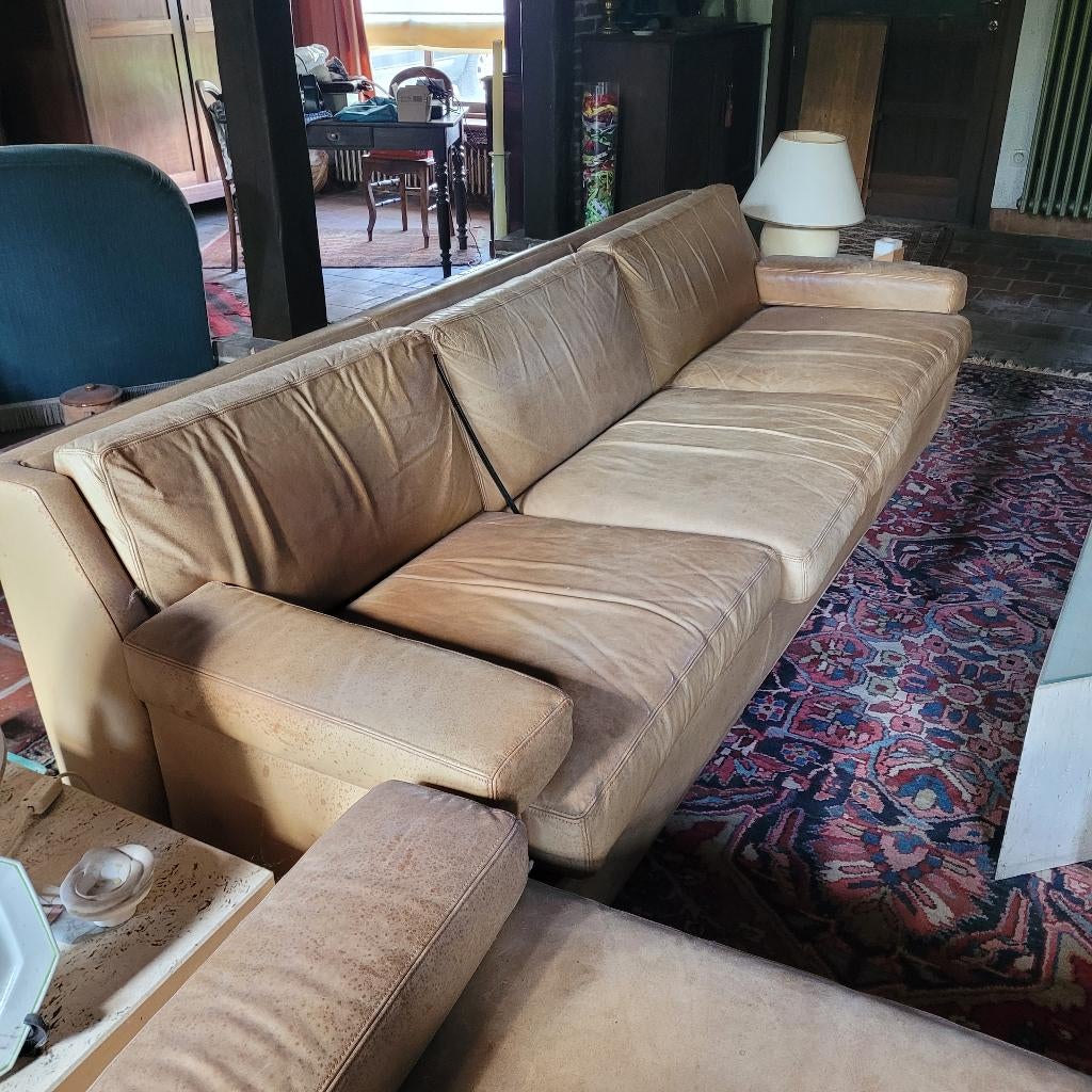 Vintage lederen bankstel De Sede, Ophalen, Gebruikt, Leer