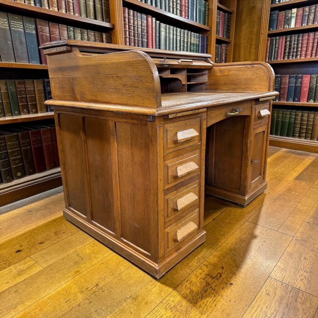 Bureau américain vintage en bois massif avec volet, Enlèvement