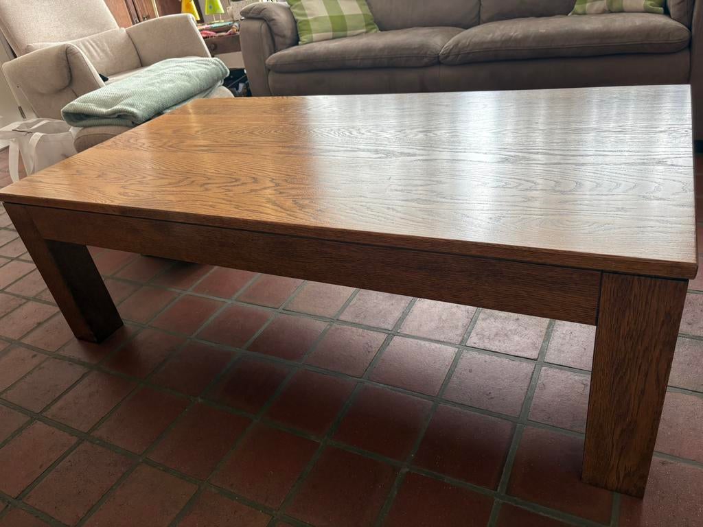 Eiken salontafel met 2 lades, Enlèvement, Comme neuf