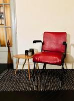 vintage barber stoel, Huis en Inrichting, Ophalen, Gebruikt, Leer, Rood