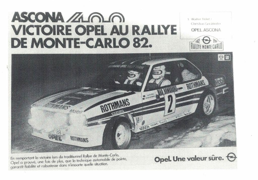 OPEL ASCONA 400 sheet OPEL-SIEG AM RALLYE MONTE-CARLO 82., Verzenden, Zo goed als nieuw, Opel