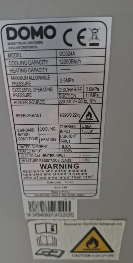 Mobiele Airco Domo, Elektronische apparatuur, Ophalen, Gebruikt, Verwarmen, Afstandsbediening