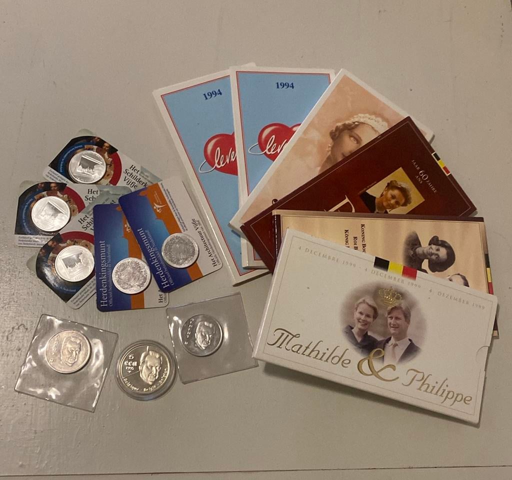 Lot Belgische & NL verzamelmunten — 925 Zilver — 216gr netto, Ophalen of Verzenden, Zilver