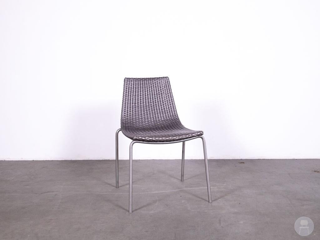 Terrasstoel Metallic wicker grijs Satelliet (41 stuks), Ophalen of Verzenden, Wicker, Stapelbaar