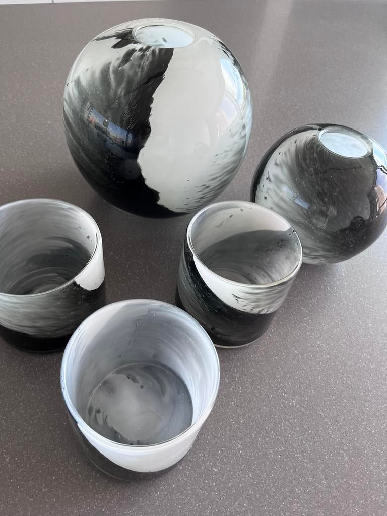 Set vazen, Rasteli, Huis en Inrichting, Ophalen, Zo goed als nieuw, Zwart, Glas