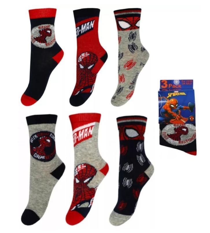 Spiderman Sokken Marvel - 3 paar - Mt 23/26 - 27/30 - 31/34, Kinderen en Baby's, Kinderkleding | Schoenen en Sokken, Nieuw, Sokken
