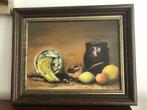 Olieverf schilderij stillevel in houten kader Gesigneerd, Ophalen of Verzenden