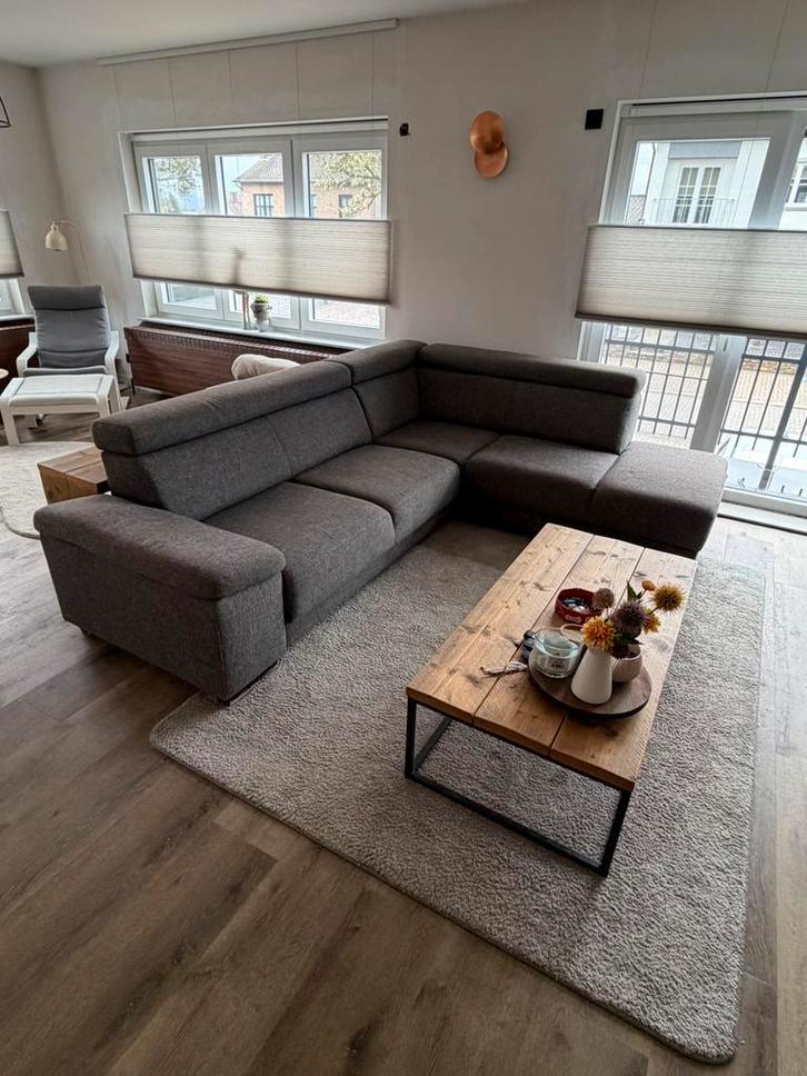 Nette hoekzetel grijs - verstelbaar & uitschuifbaar, Maison & Meubles, Canapés | Coins salons complets, Utilisé, Bois, Tissus