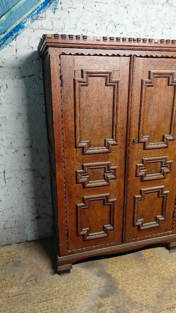Armoire ancienne Renaissance (bois massif), Antiek, 100 à 150 cm, Utilisé, Avec espace de penderie