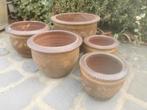 Set 5 terracotta bloempotten met Chinese draak, Ophalen, Gebruikt, Rond, Tuin