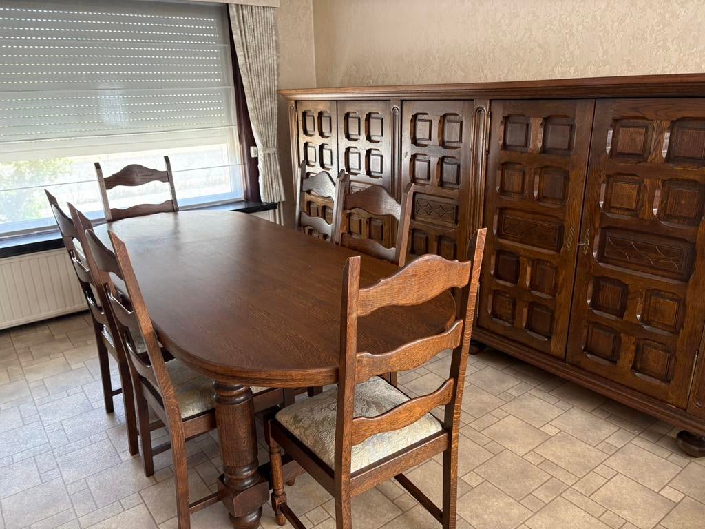 Eiken eetkamer, Ophalen, Gebruikt, Jaren 80, 4 tot 6 stoelen