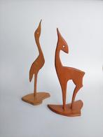 Set van 2 retro houten beeldjes - hert en vogel, Ophalen