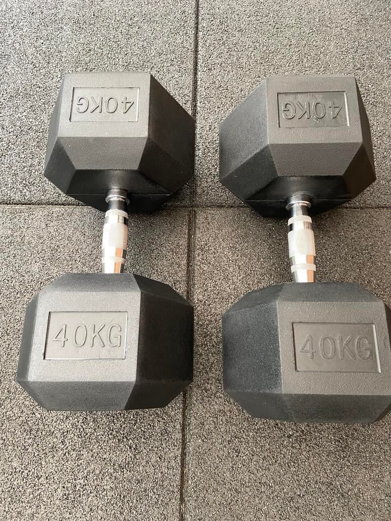 Haltères hexagonaux 2 x 40 kg (neufs), Sports & Fitness, Équipement de fitness, Enlèvement, Neuf, Bras, Haltère