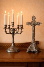 Set vintage kandelaar + kruisbeeld, Ophalen