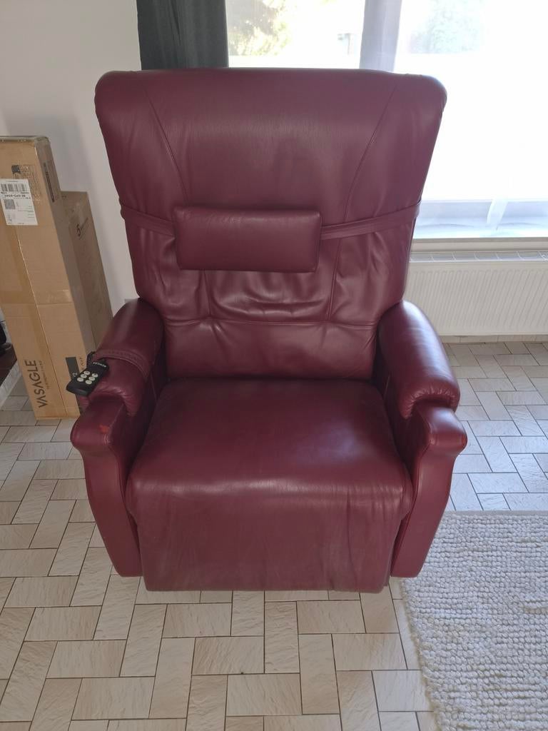 Fauteuil relax en cuire, 125 cm ou plus, Enlèvement ou Envoi, 125 à 150 cm, Relaxant