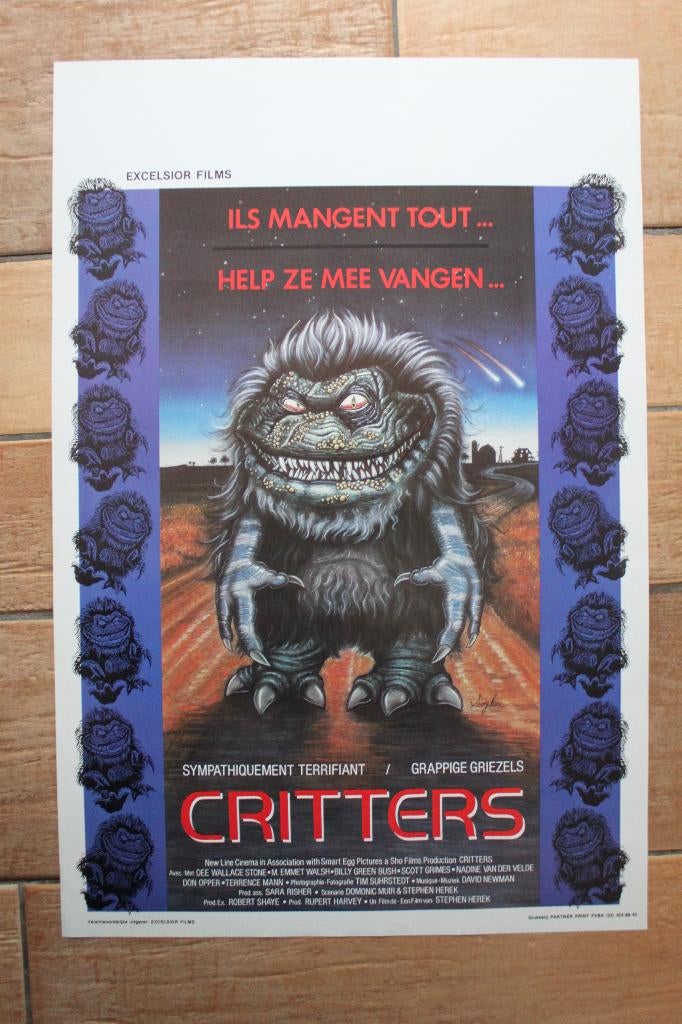 filmaffiche Critters 1986 filmposter, Rechthoekig Staand, Ophalen of Verzenden, Zo goed als nieuw, A1 t/m A3