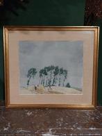 Lot van 1 aquarel en 2 tekeningen, Antiek en Kunst, Ophalen