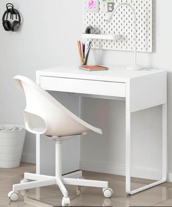 Bureau blanc, Maison & Meubles, Bureaux, Comme neuf, Bureau d'ordinateur, IKEA, Scandinave, Bois, Blanc, Démontable, Avec tiroirs