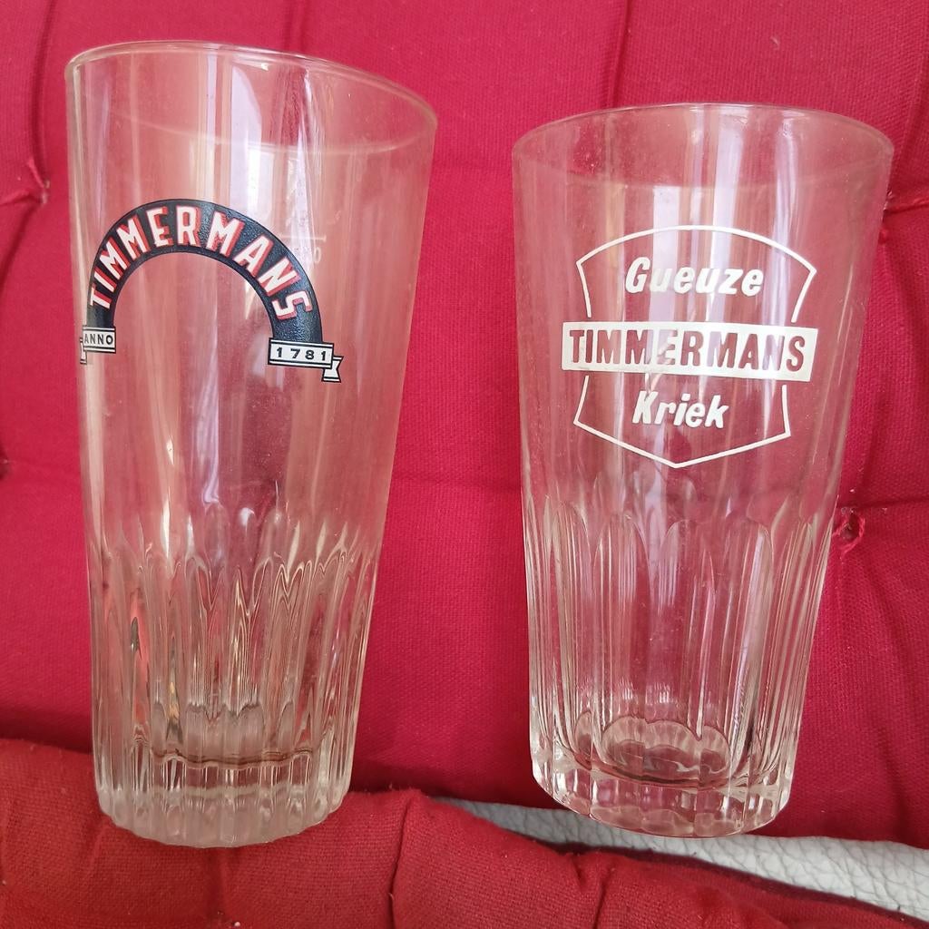 2 Timmermans gueuze kriek glazen, Verzamelen, Ophalen of Verzenden
