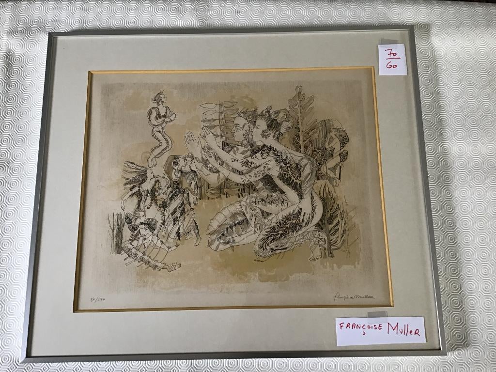 magnifique lithographie de Françoise MULLER, Antiquités & Art, Art | Lithographies & Sérigraphies, Enlèvement ou Envoi
