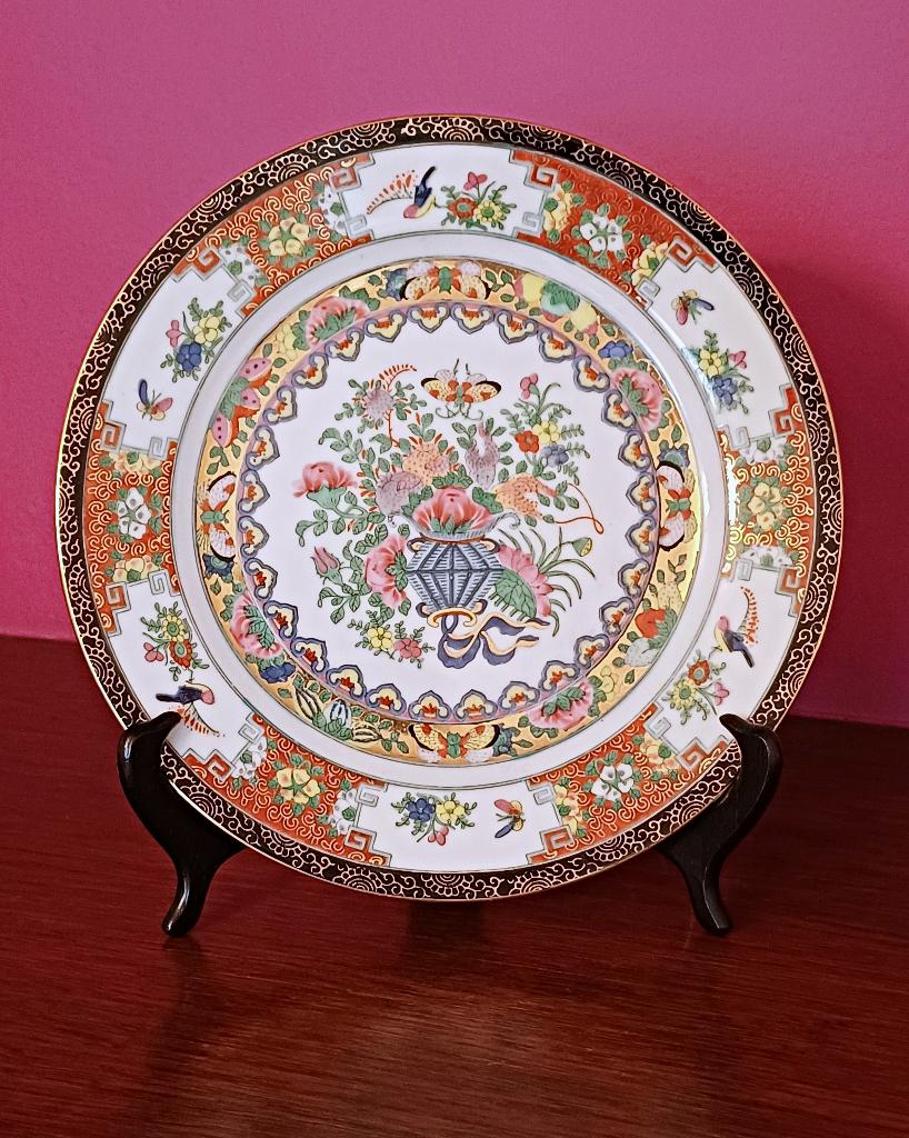Assiette chinoise Famille Rose - gemerkt - années 70/80, Antiquités & Art, Enlèvement