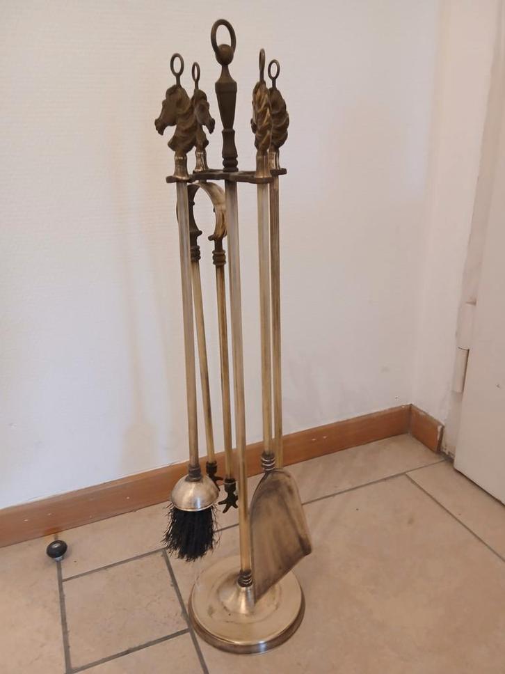 Garniture de cheminée 4 accessoires, Maison & Meubles, Cheminées, Enlèvement