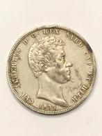 Munt zilver Italië 5 lire Carlo Alberto jaartal 1833 anker, Ophalen of Verzenden, Italië, Losse munt, Zilver