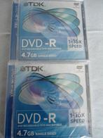 2 DVD- 4.7 GB Single Sided TDK-1-16X Speed neufs, Computers en Software, Beschrijfbare discs, Nieuw, Tdk, Dvd, Ophalen of Verzenden
