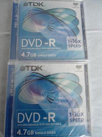 2 DVD- 4.7 GB Single Sided TDK-1-16X Speed neufs