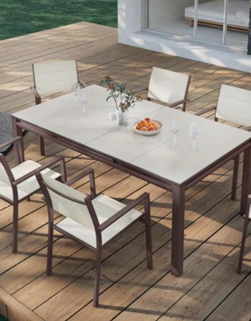 uittrekbare tuintafel 180/240x100 met 6stoelen 6-8 personen, Tuin en Terras, Tuintafels, Nieuw, Vierkant, Aluminium, Ophalen