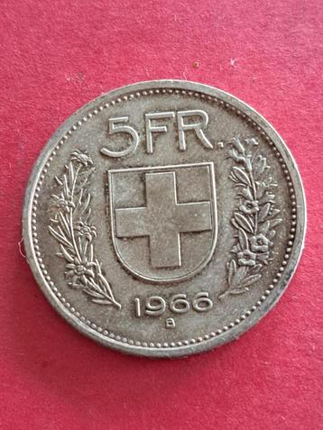 1966 Suisse 5 francs en argent