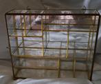 Vintage messing en glas & spiegel vitrine, Antiek en Kunst, Ophalen